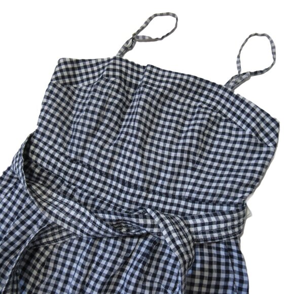 NWT J.Crew Tie-waist Linen Jumpsuit in Navy White Gingham Belted 1-Piece 4 - Picture 9 of 14